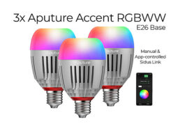 3x Aputure Accent B7c RGBWW LED (7W, E26 base + built-in battery)